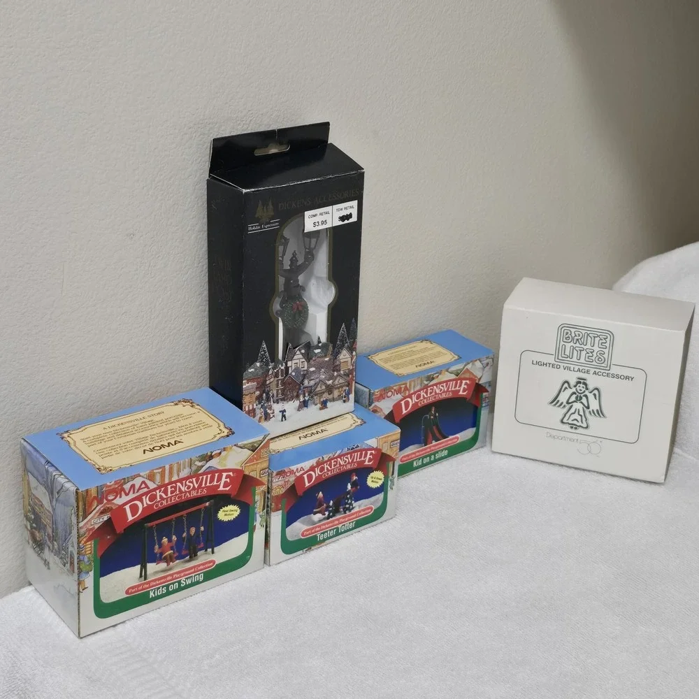 VTG Noma Dickensville Christmas Village Accessories Lot Of 5‎ Dept. 56